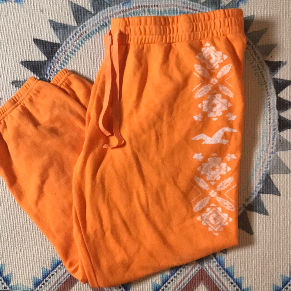 Orange Hollister tribal joggers